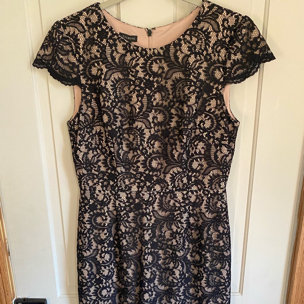 🌸 NWT Talbots Black & Beige Knee Length Dress - Size 6